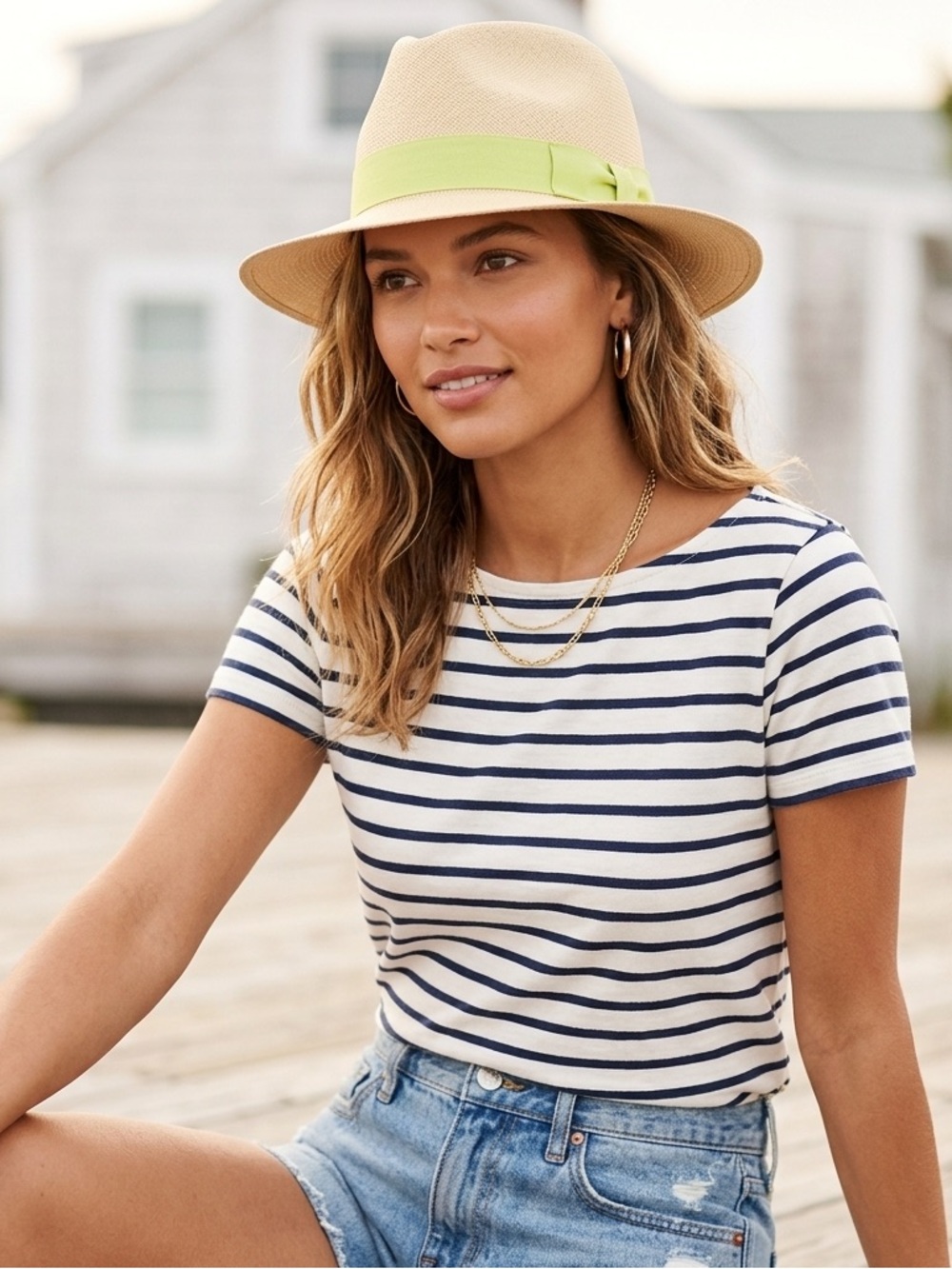 J. Crew Panama Hat With Colored Grosgrain Ribbon 
NEW!